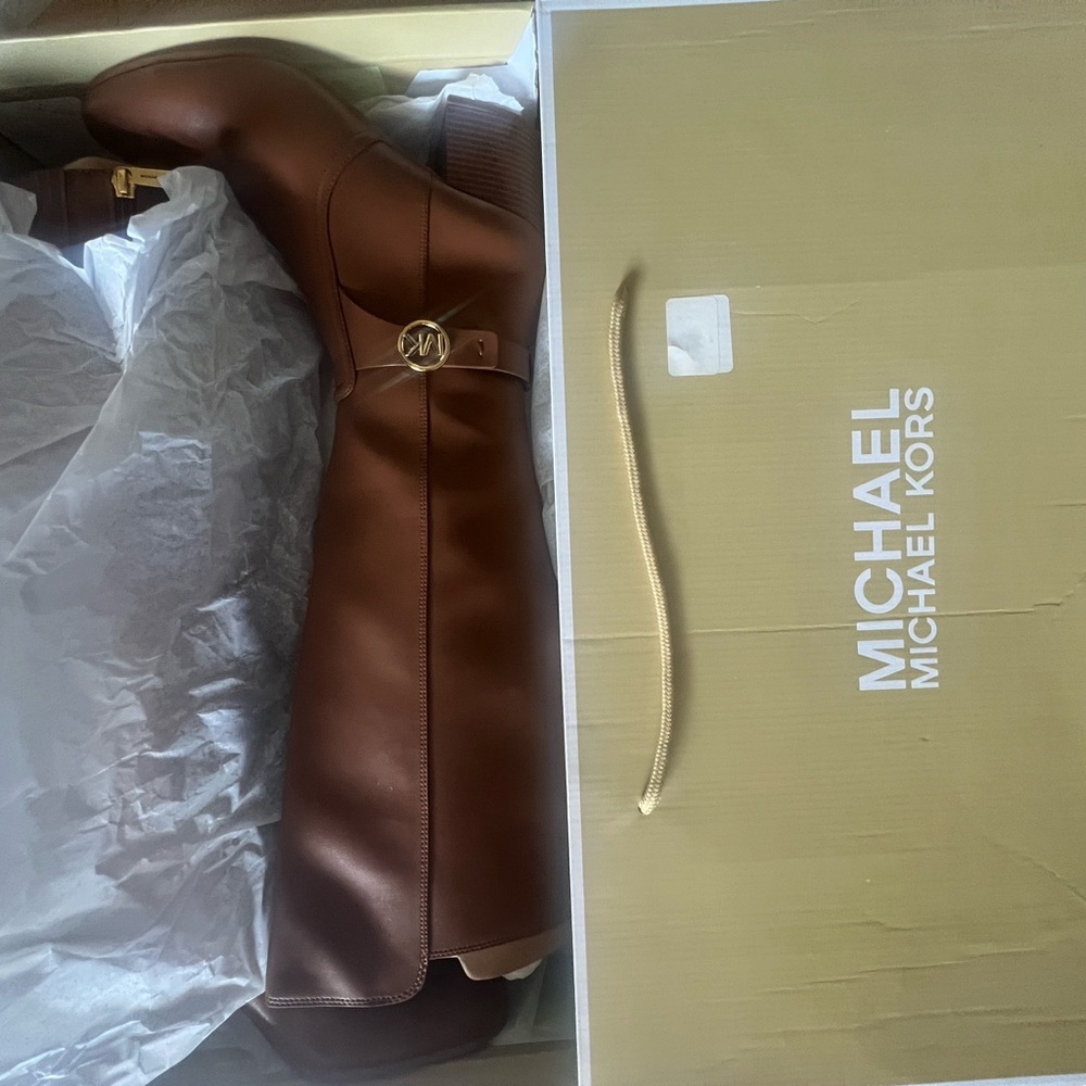 Michael Kors Chestnut Boots with Gold Accent